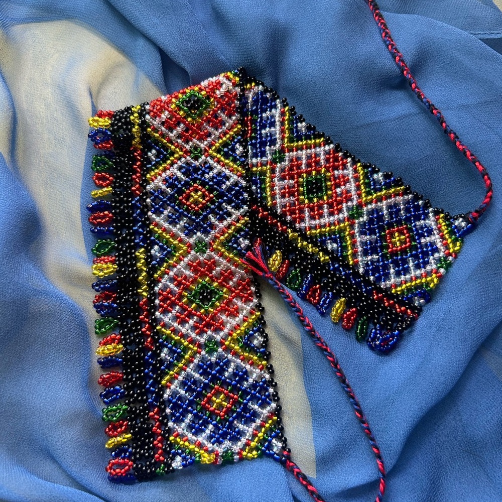 Handcrafted Ukrainian folk motif beaded necklace